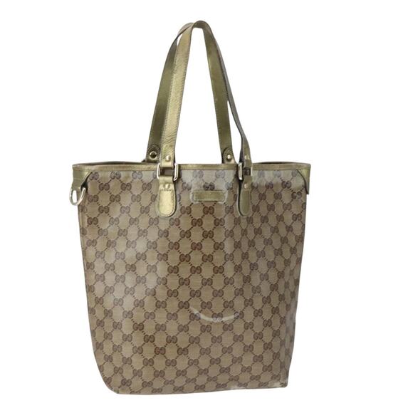 GUCCI GG Crystal Tote Bag Coated Canvas Beige Gold - Picture 2 of 12